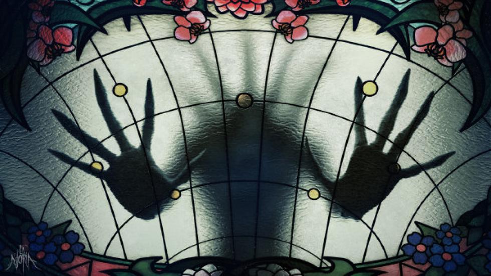 La Noria film still creature behind a stained glass