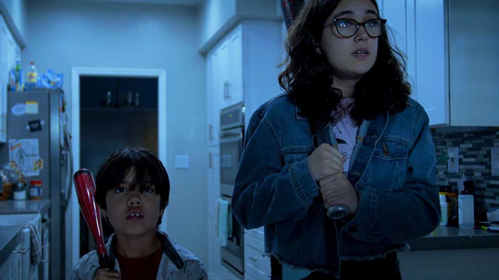 Day 14 film still young girl and her brother scared
