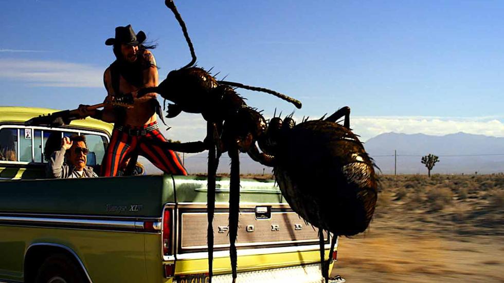Dead Ant film still giant ant attacking band in pickup truck