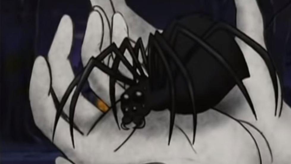 Dead Time Stories animated hand holds a big black spider