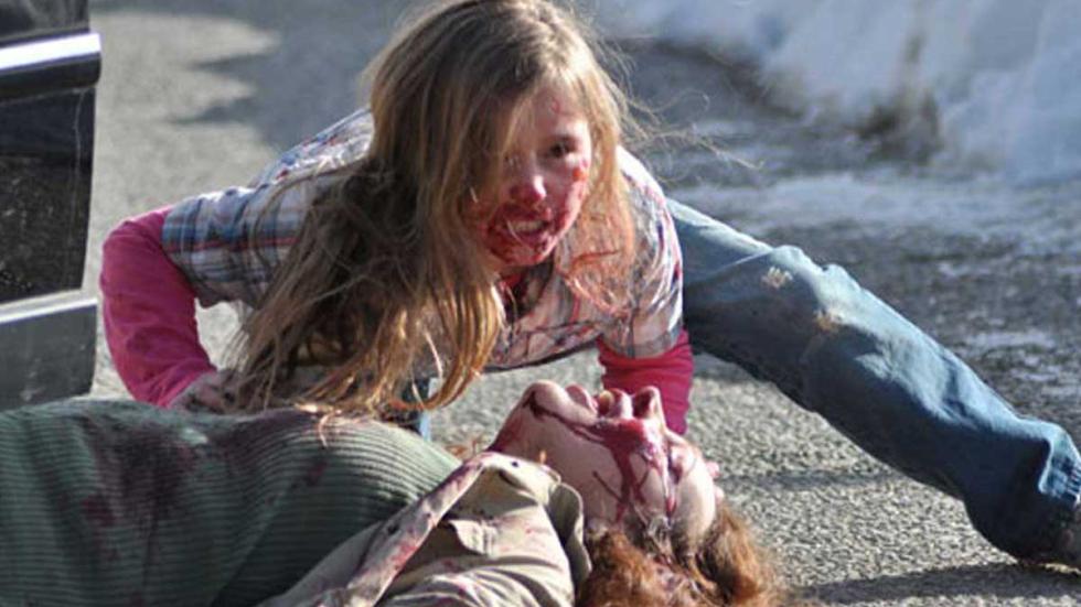Fragments zombie kid attacks woman