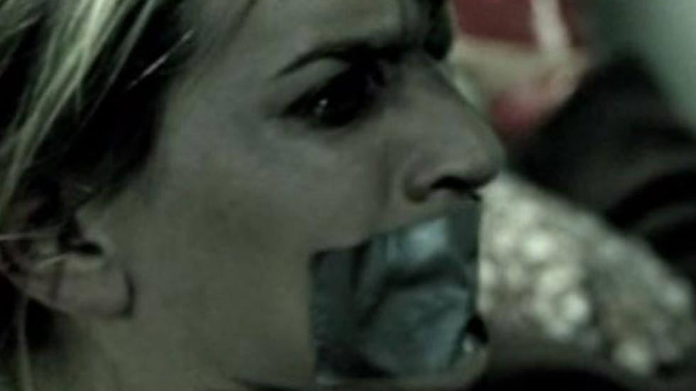 Happy Birthday To You woman with duct taped mouth