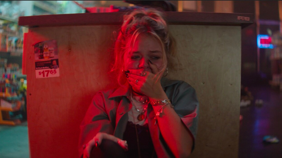 Girl hides during hold up