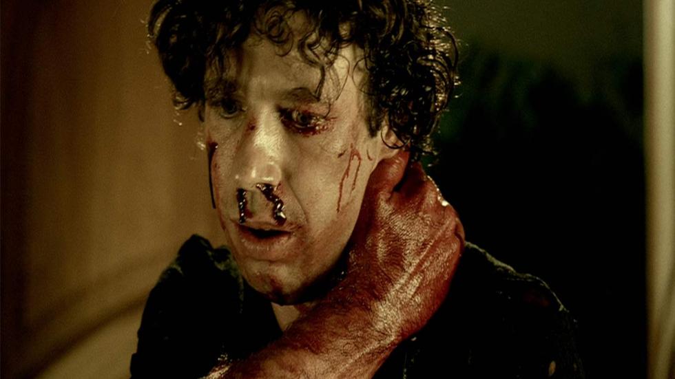 Hysteria bloodied face man