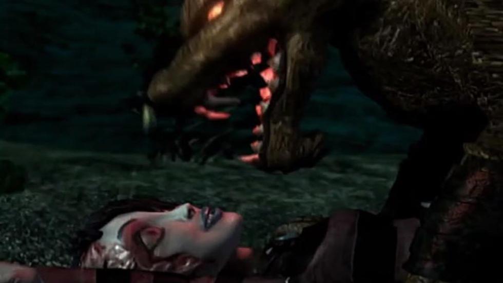 Little Dead Girl animated wolf growls over a dead woman