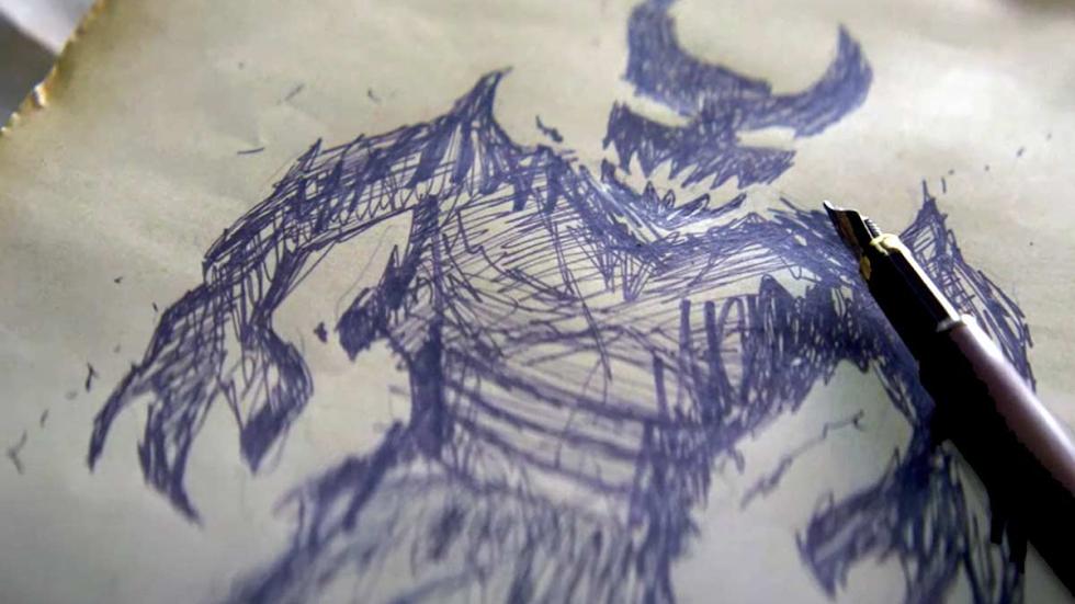 Masterpiece film still drawing of a monster