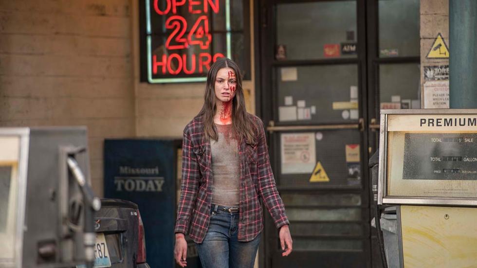 Open 24 Hours film still bloodied woman leaving the store