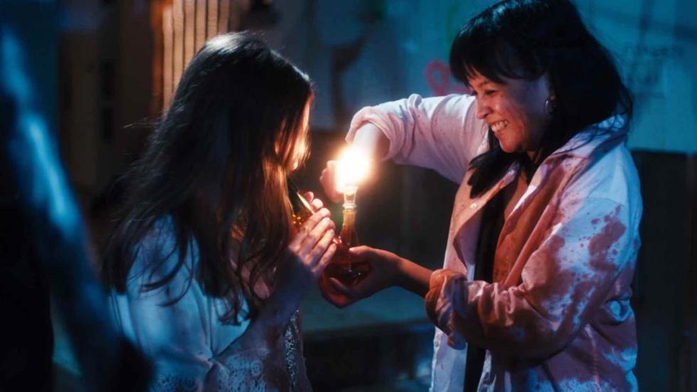 Shelly film still girls lighting a pipe