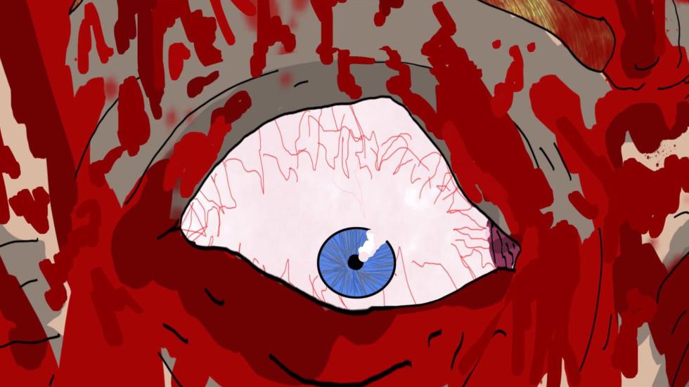 Up close worried eye