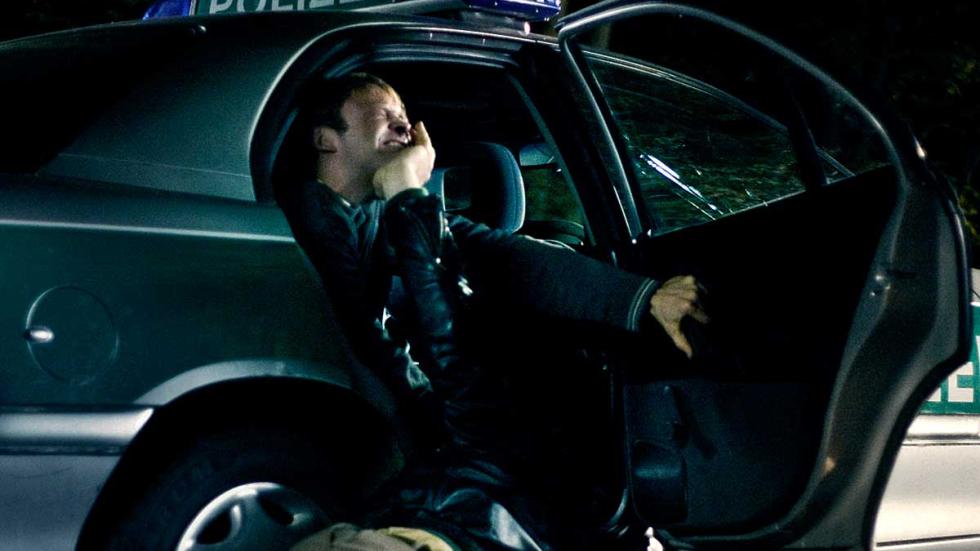 St. Christophorus Roadkill man fights policeman from back seat of police car