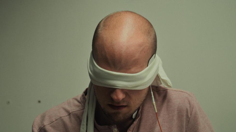 MK-Ultra test subject blindfolded