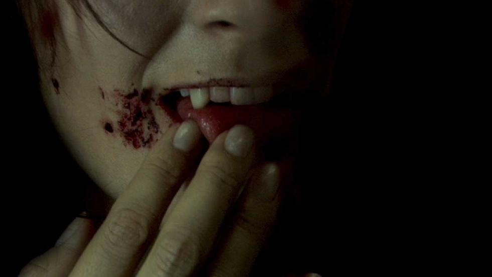 Suck bloody mouth with fangs