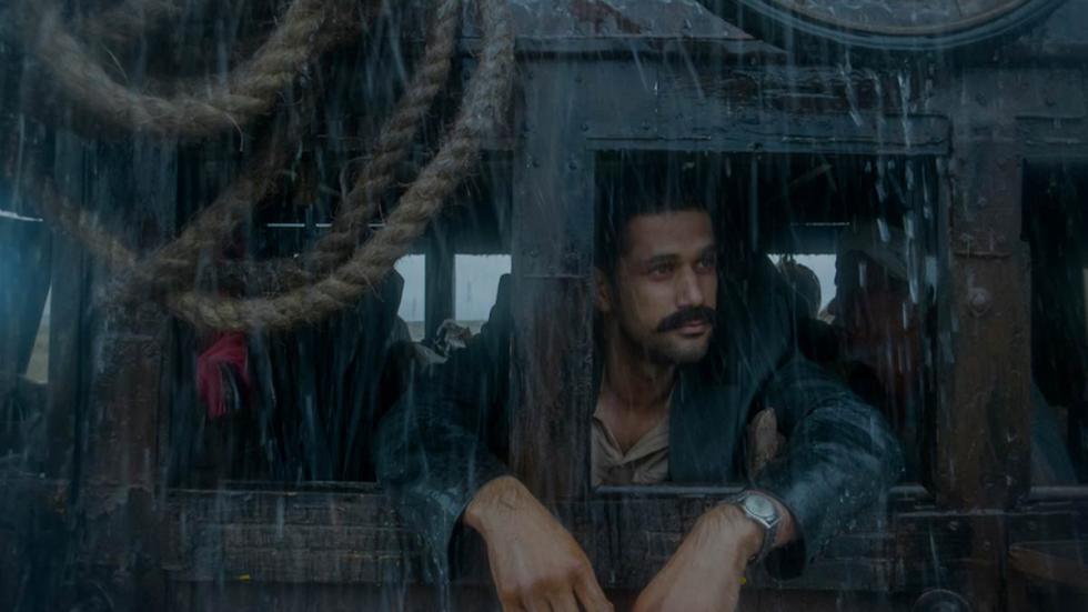 Tumbbad film still man looks out from a stagecoach