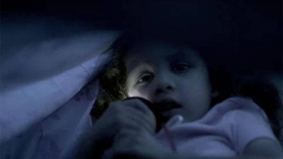 Watcher scared child hides
