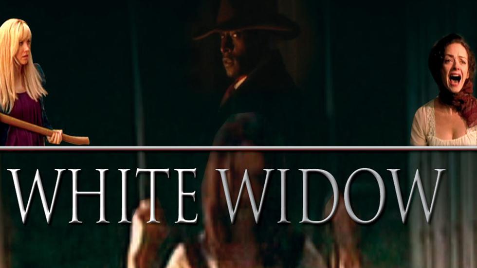 White Widow  poster man and two women, with one holding an axe