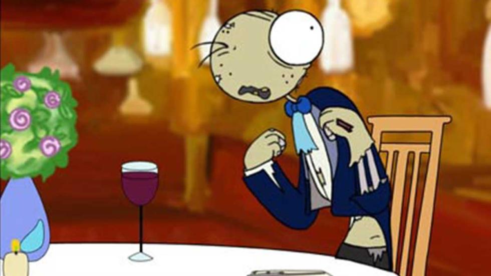 Zombie Gets A Date animated zombie waits for his date to arrive